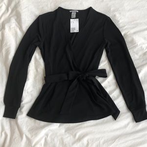 NWT Black Wrap Blouse